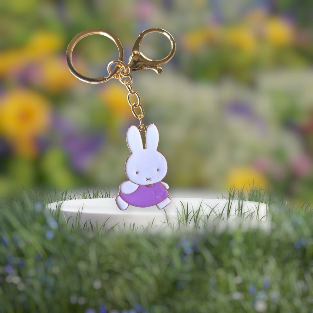 Cute Bunny Bag Charm / Keychain - Purple